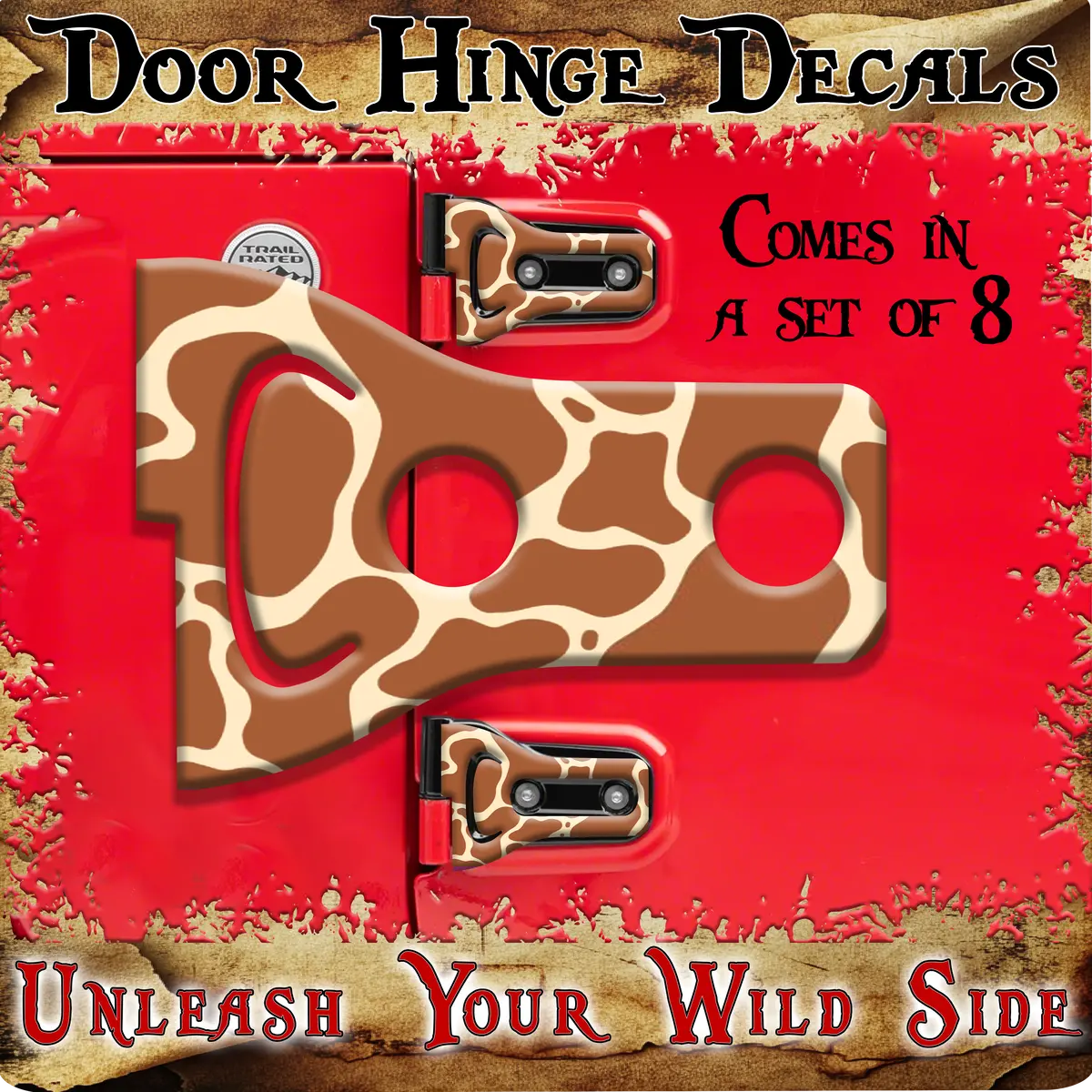Brown Cow Print Door Hinge Decals 34 1