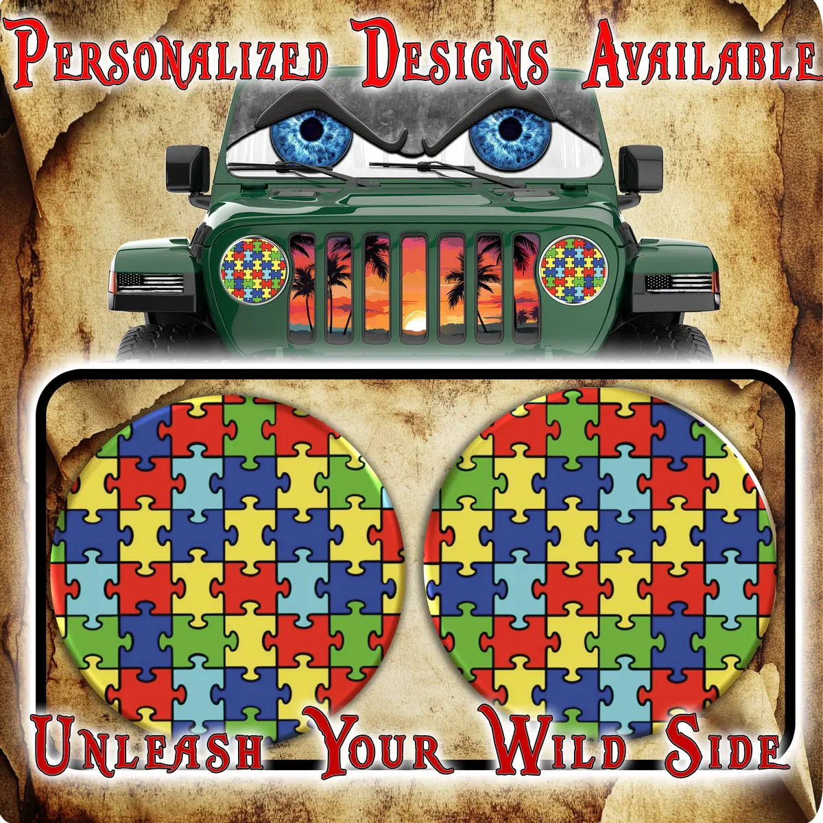Autism Awareness For A Round Headlight Decal. 34 1
