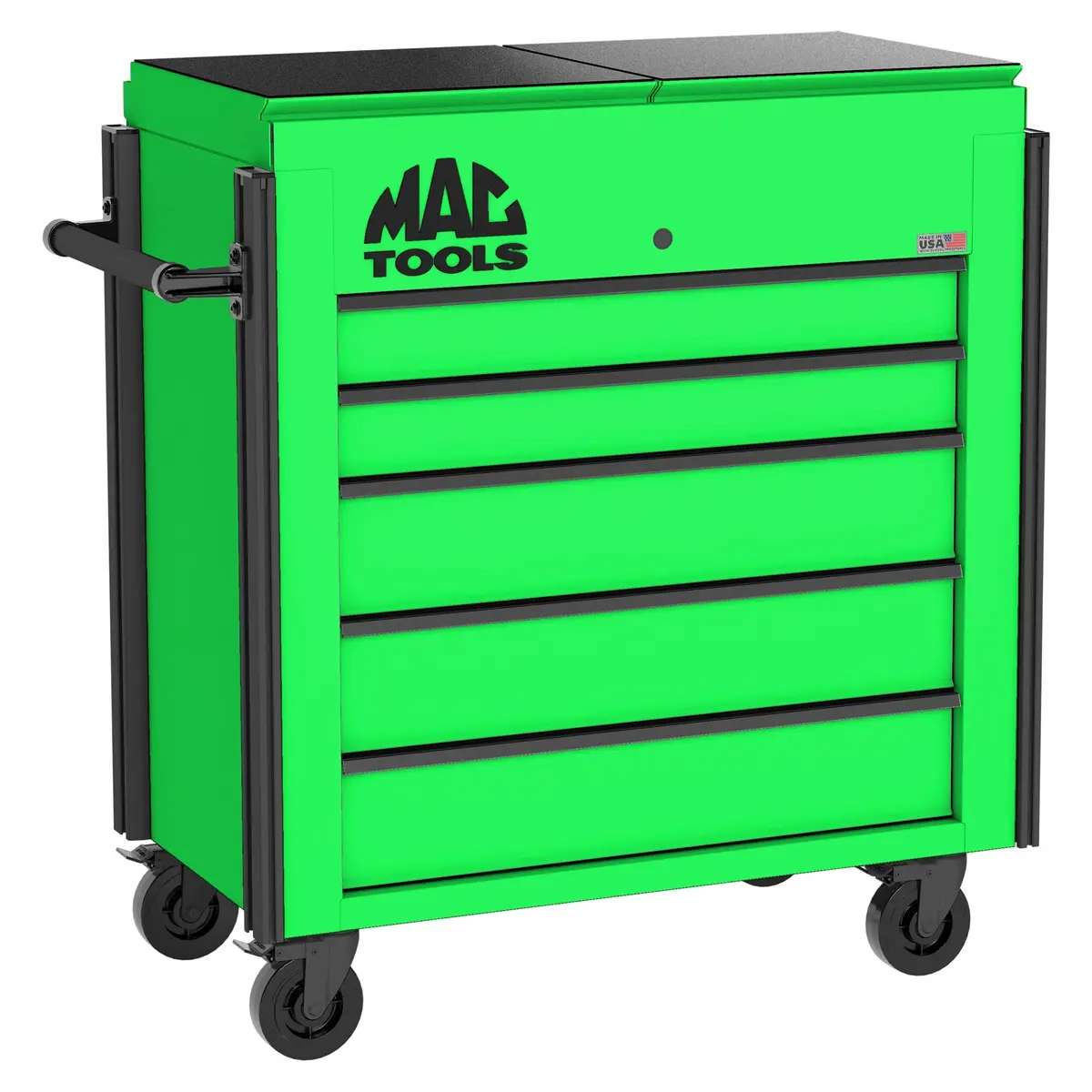 5-Drawer Utility Cart W/ Split Sliding Lid - Lime Green 1
