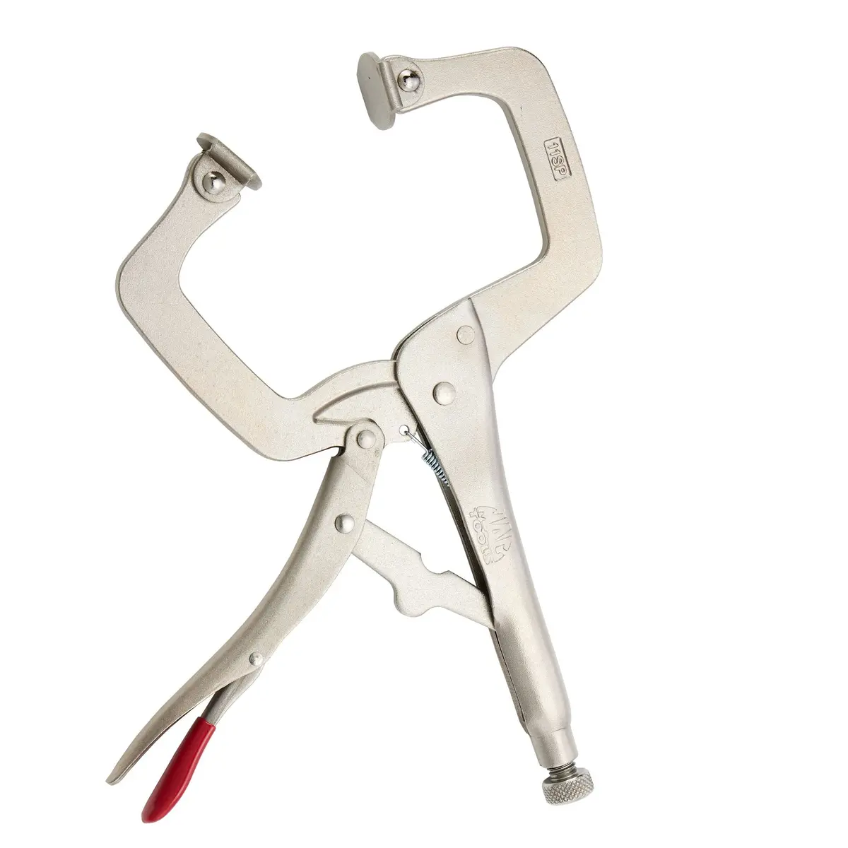 11" C-Clamp Trigger Release Locking Pliers With Swivel Pads  - Red 1