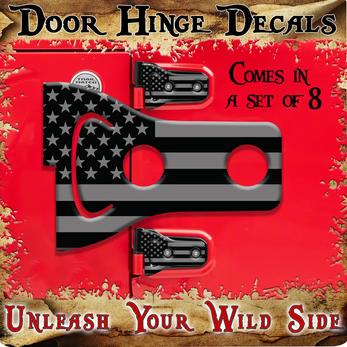 American Flag Black And Gray Door Hinge Decals 36 1