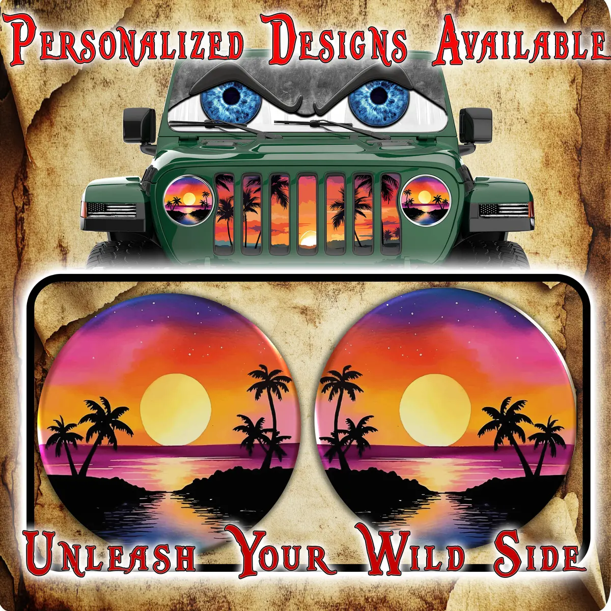 Beach Sun Round Headlight Decals 36 1