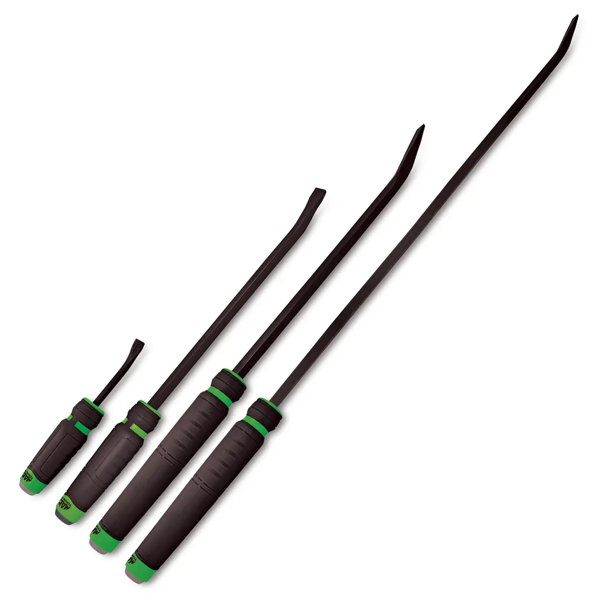 4-Pc. Capped Comfort-Handle Curved-Head Pry Bar Set – Hi-Vis Green 1