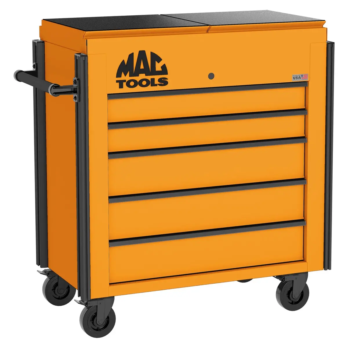 5-Drawer Utility Cart W/ Split Sliding Lid - Fireball Orange 1