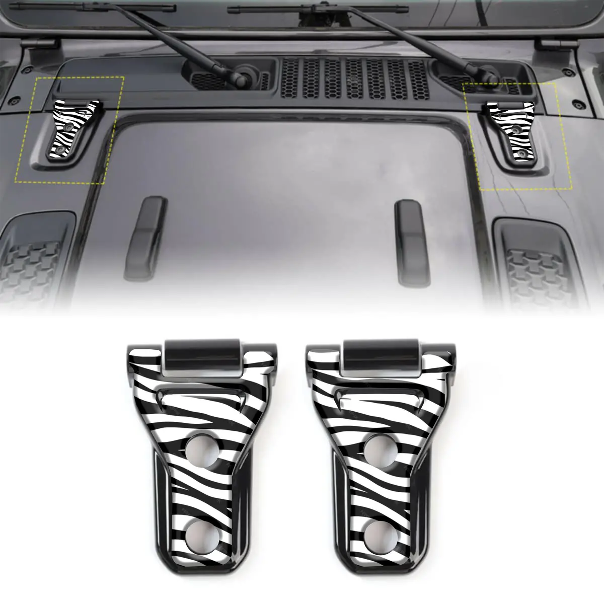 Zebra Print Hood Hinge Overlay Decals 37 1
