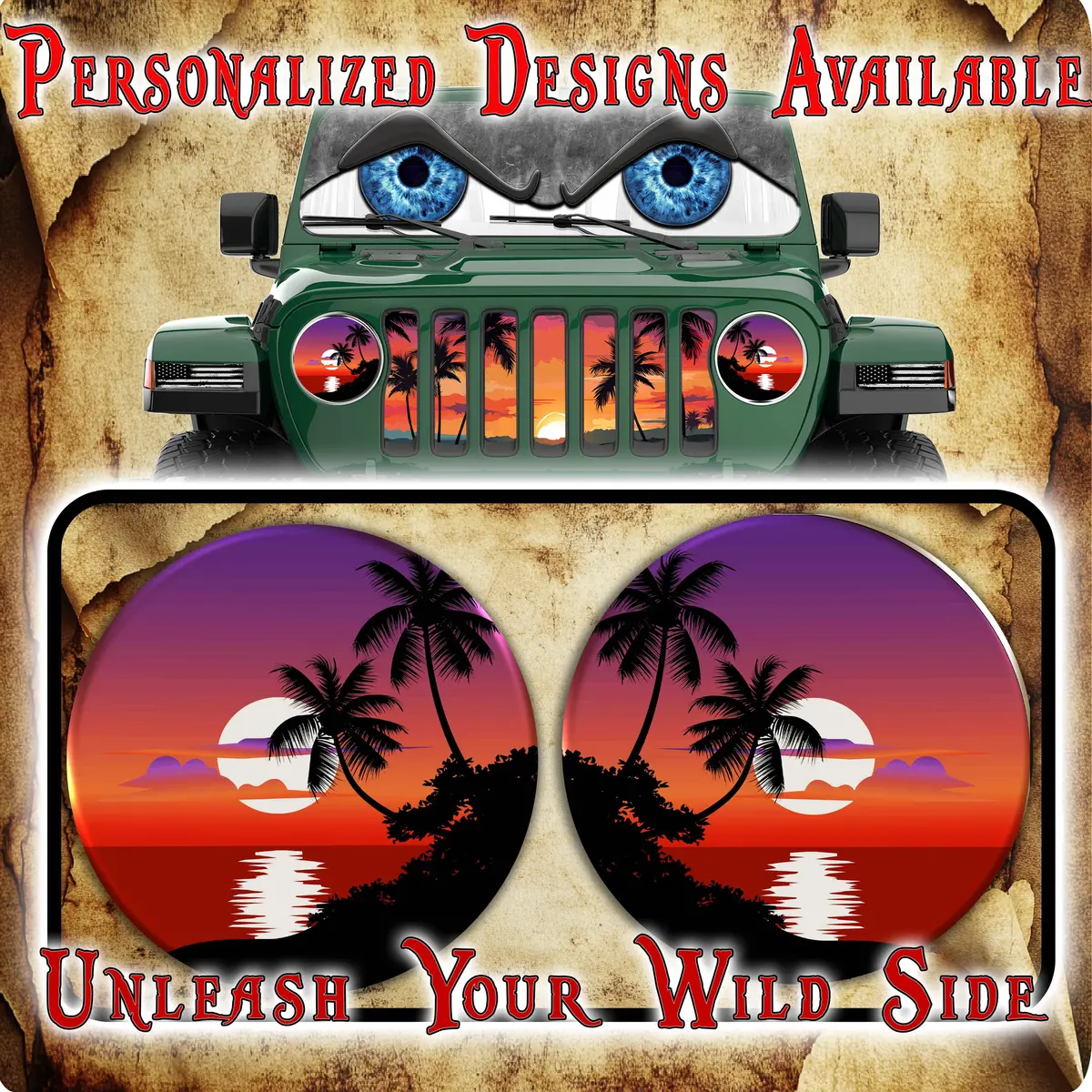 Palm Tree Round Headlight Decals 37 1
