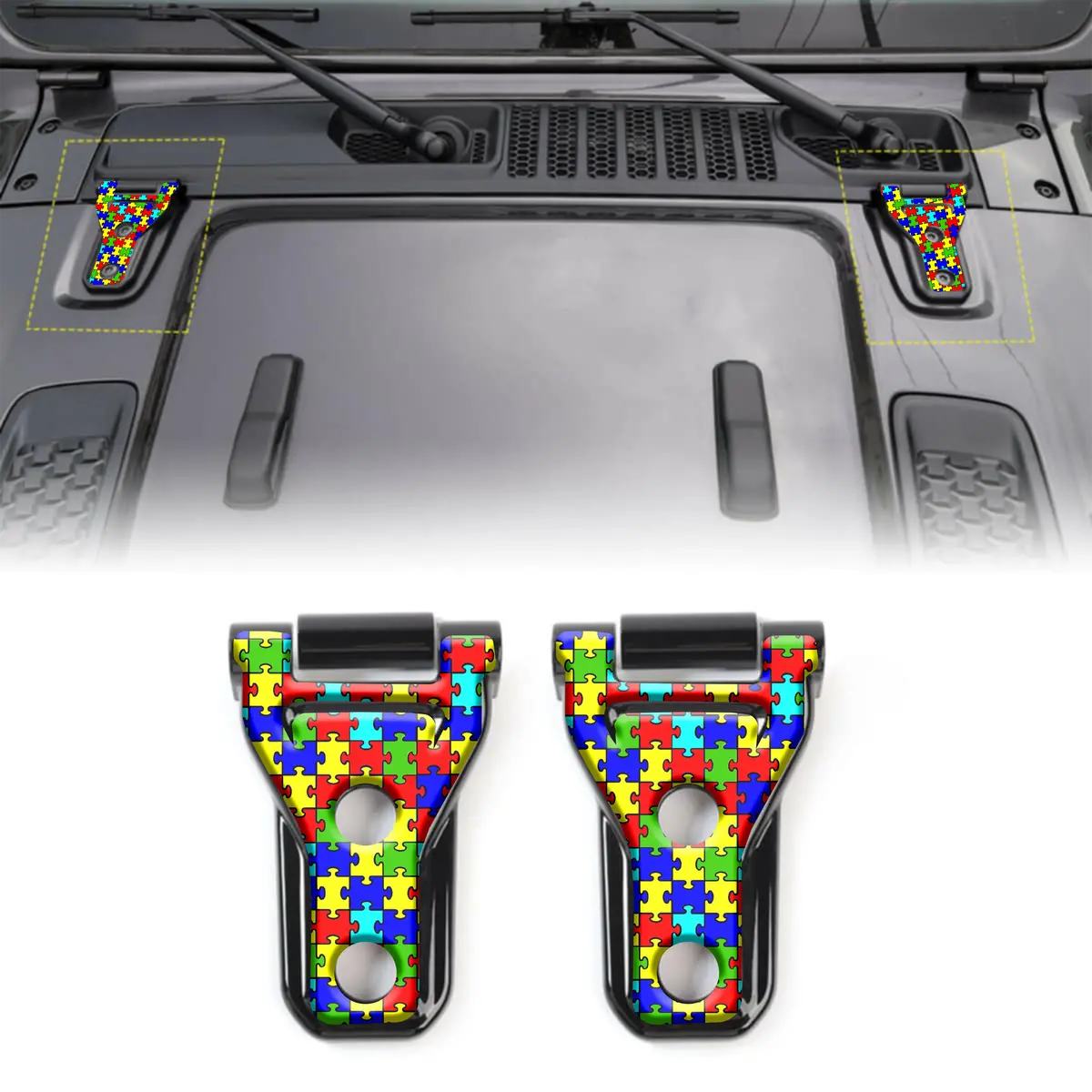Autism Puzzle Hood Hinge Overlay Decals 38 1