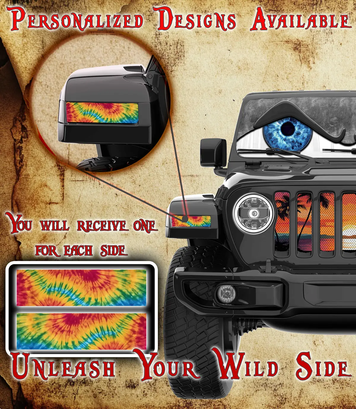 Tiedye Jl And Gladiator Turn Signal Decal 38 1