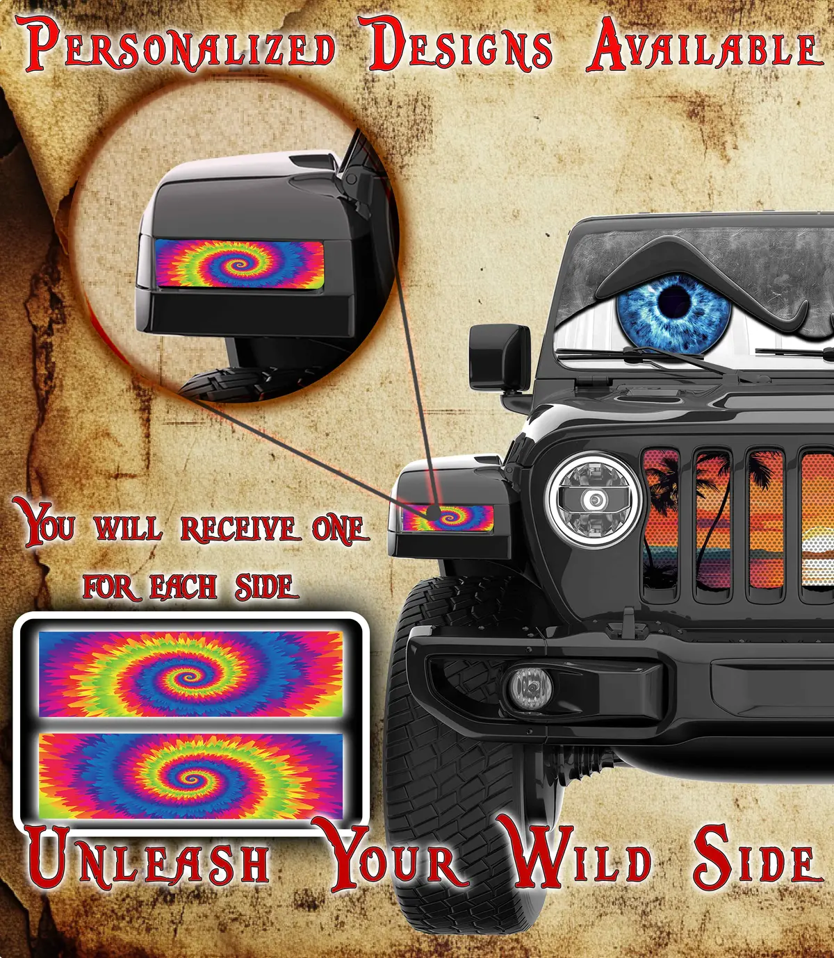 Tie Dye Jl And Gladiator Turn Signal Decal. 39 1
