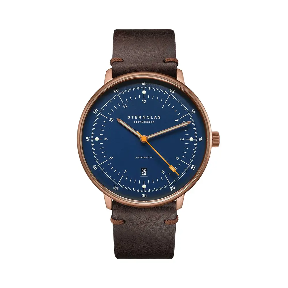 Hamburg Automatic Bronze Pvd 42Mm - Blue On Leather Strap 1