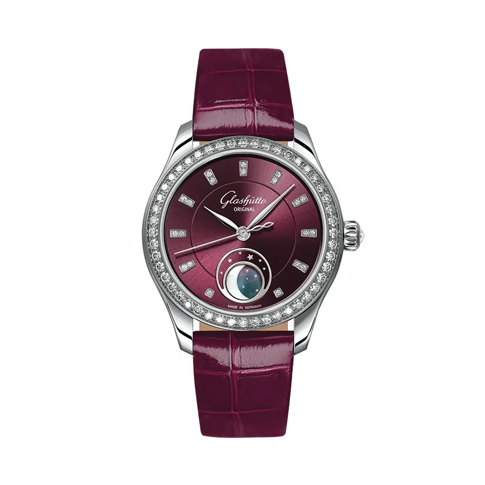 Serenade Luna "Purple Velvet" With Diamonds 32.5Mm - Purple On Leather Strap 1