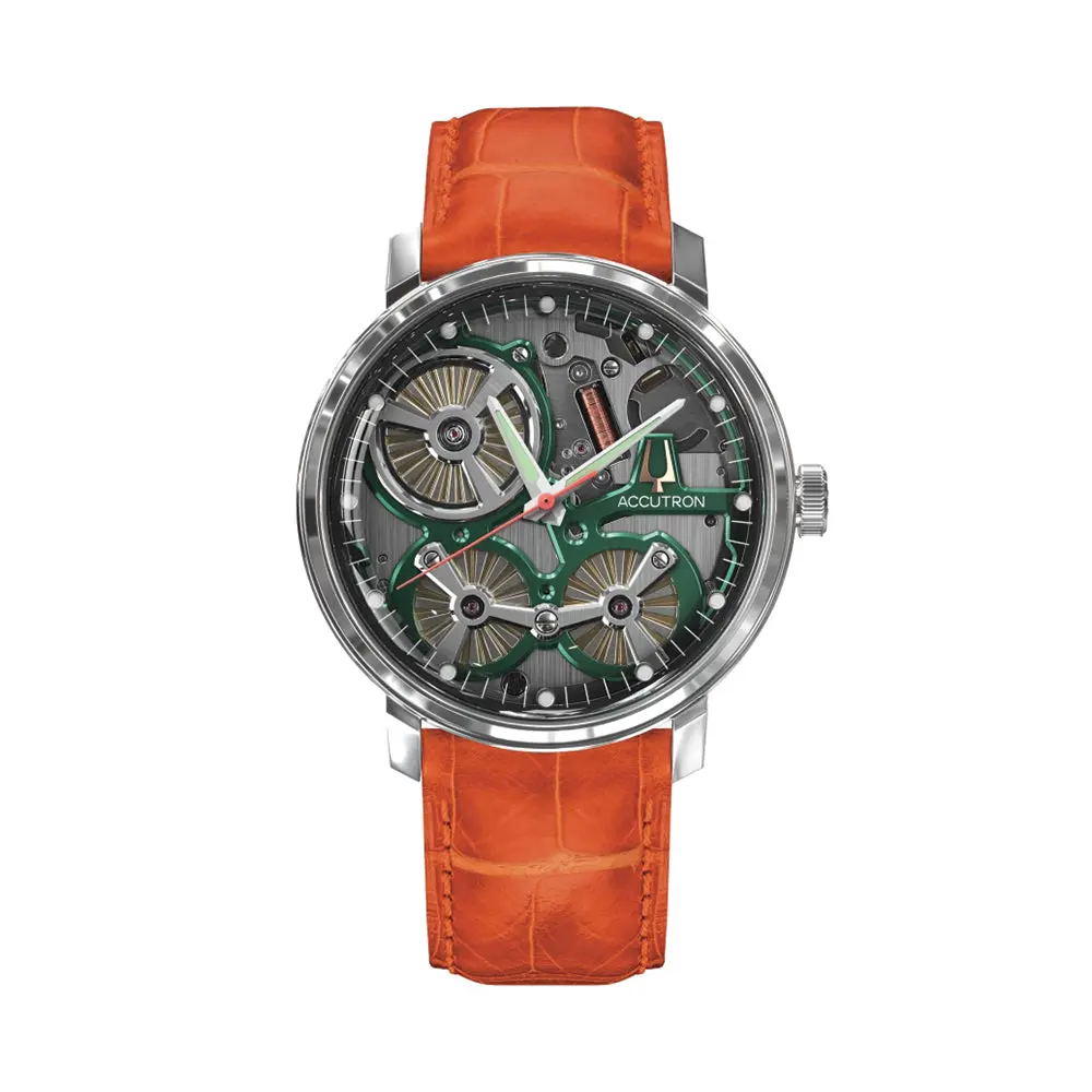 Spaceview 2020 43.5Mm - Smoke Grey On Orange Alligator Strap 1