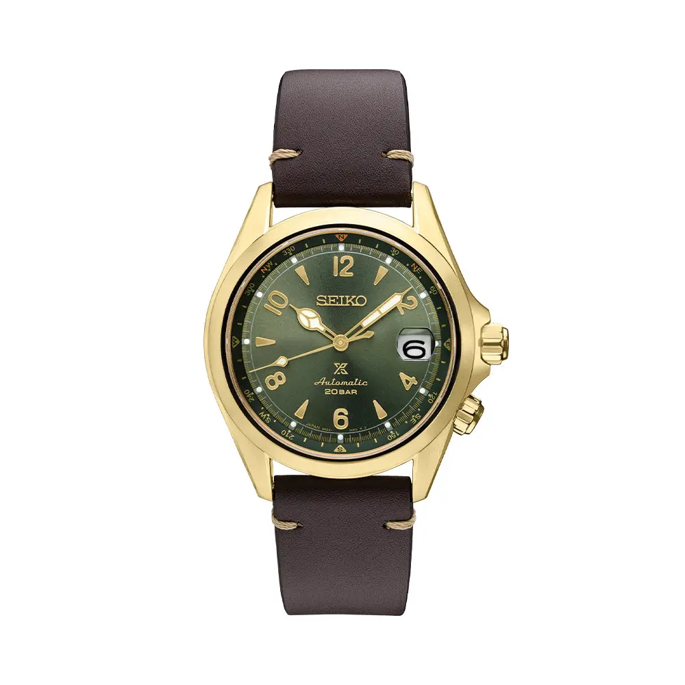 Spb210 Prospex Alpinist Automatic Gold 39.5Mm - Green On Leather Strap 1