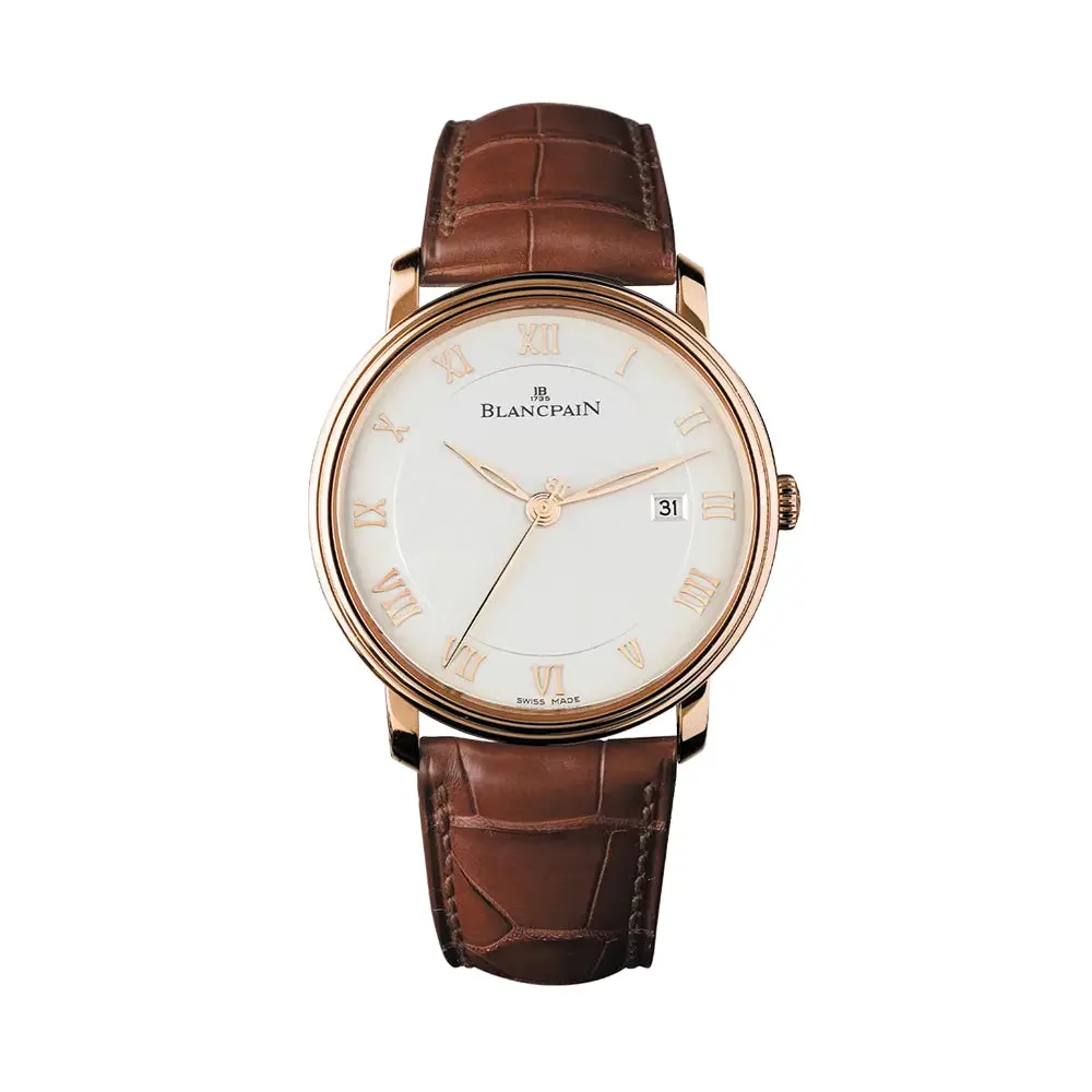 Villeret Ultraplate Red Gold 40Mm - White On Leather Strap 1