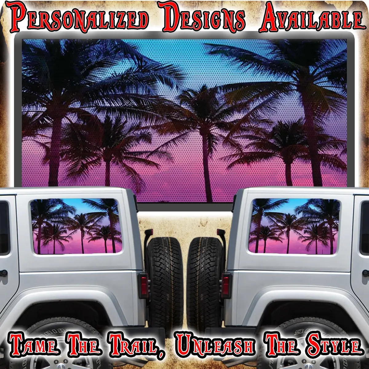 Island Palms Rear Quarter Window See Through Graphic. 1