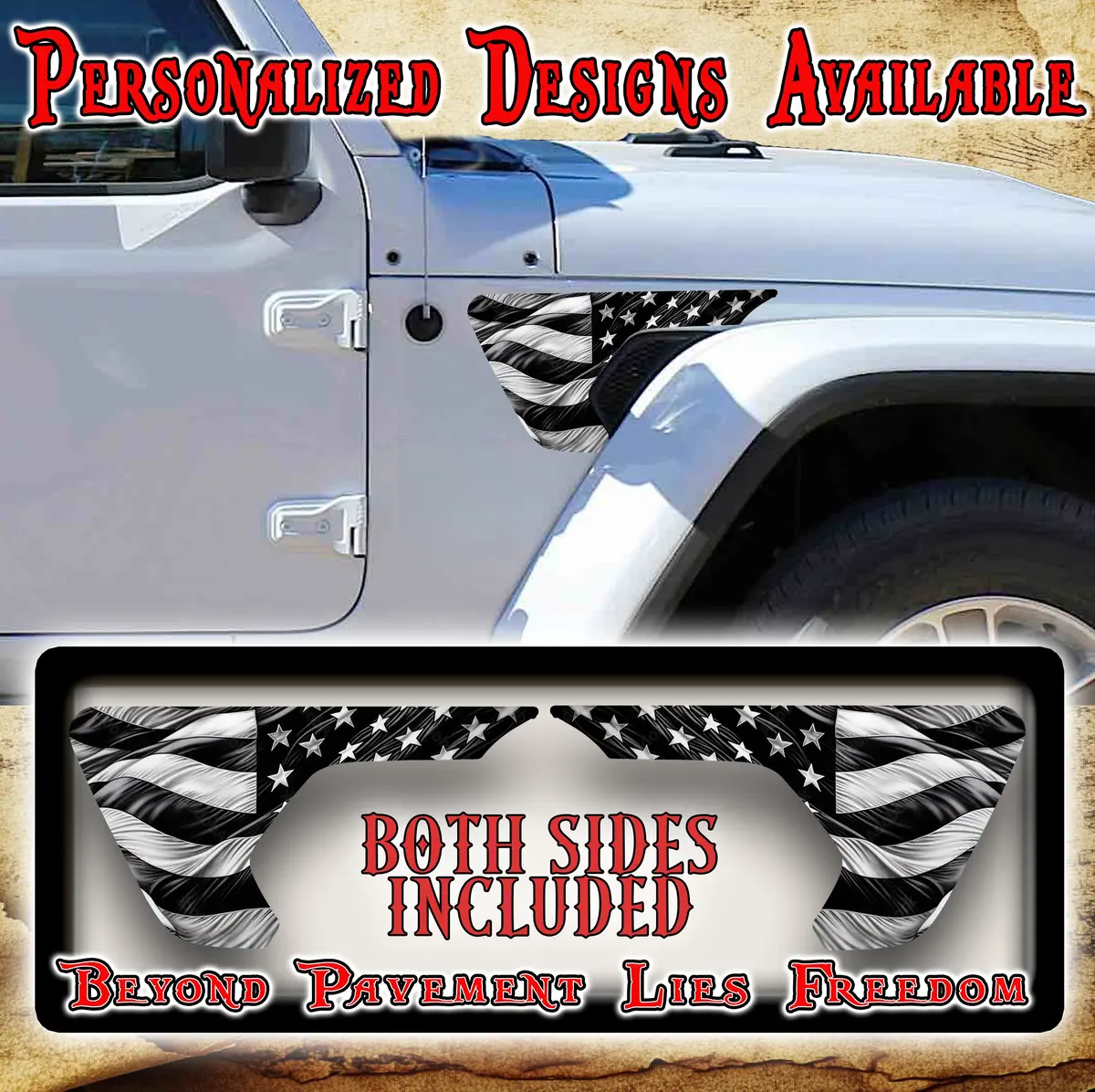 American Flag Fender Vent Decal For The Jl Or Jt 2018 Or Newer 3 1