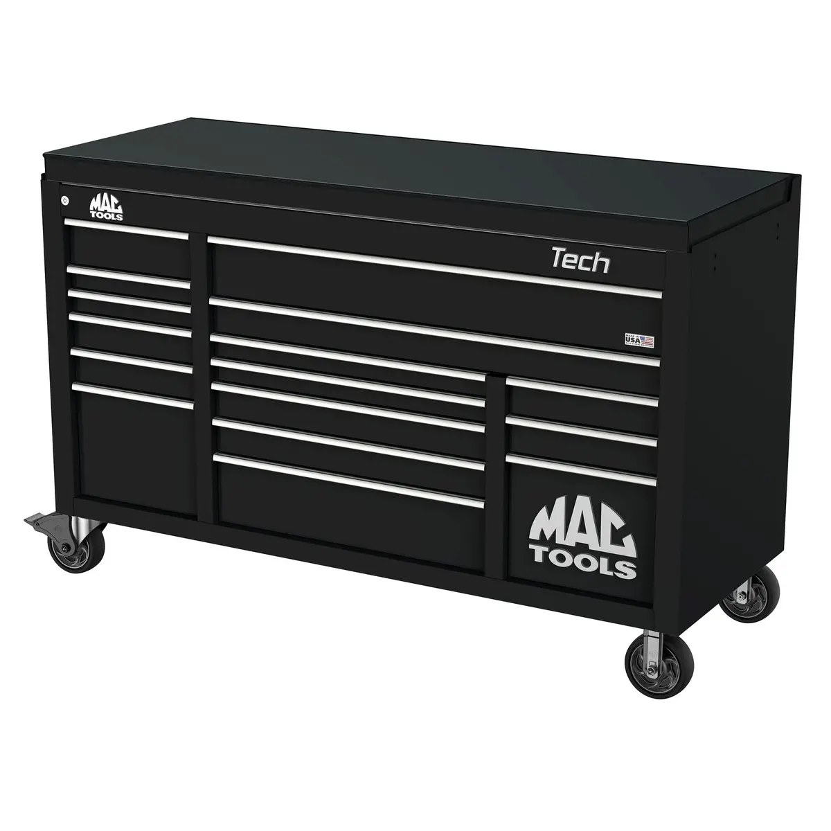 Tech™ Series 16-Drawer Drop Top Workstation - Flat Black 1