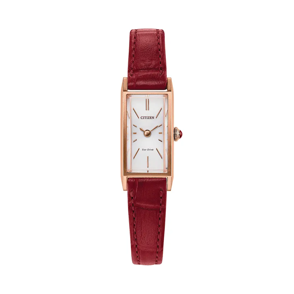 Fio Rose Gold-Tone 30.7Mm - White On Red Leather Strap 1