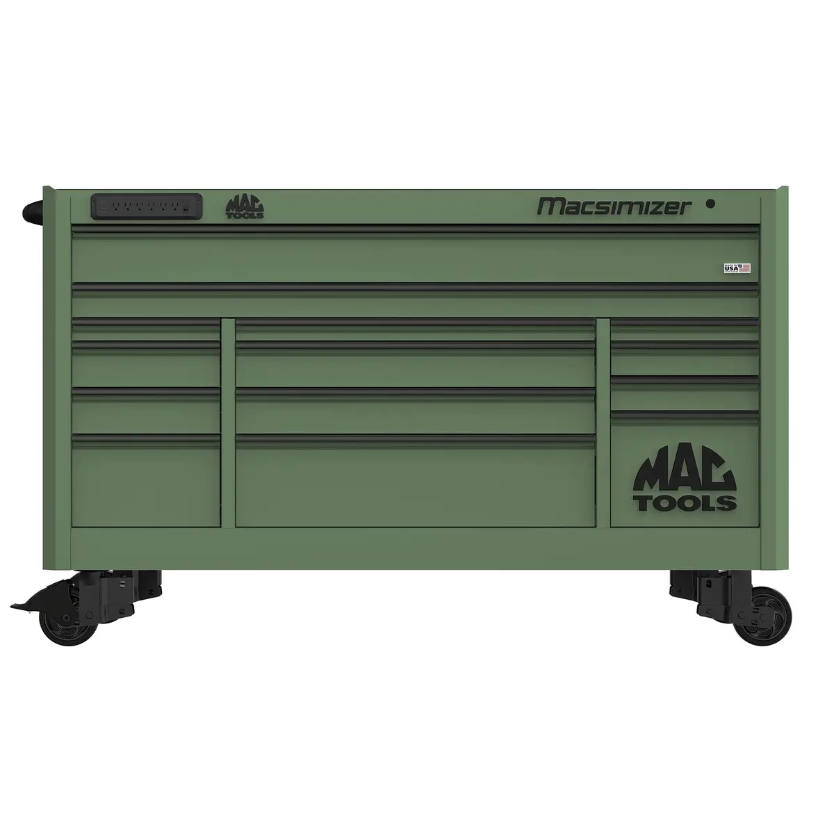 Macsimizer® 14-Drawer Workstation - Olive Green 1