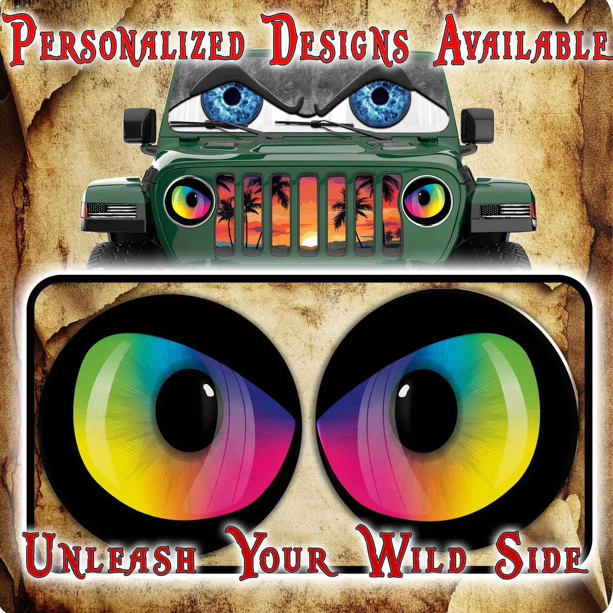 Mean Rainbow Eyes Headlight Decals 42 1