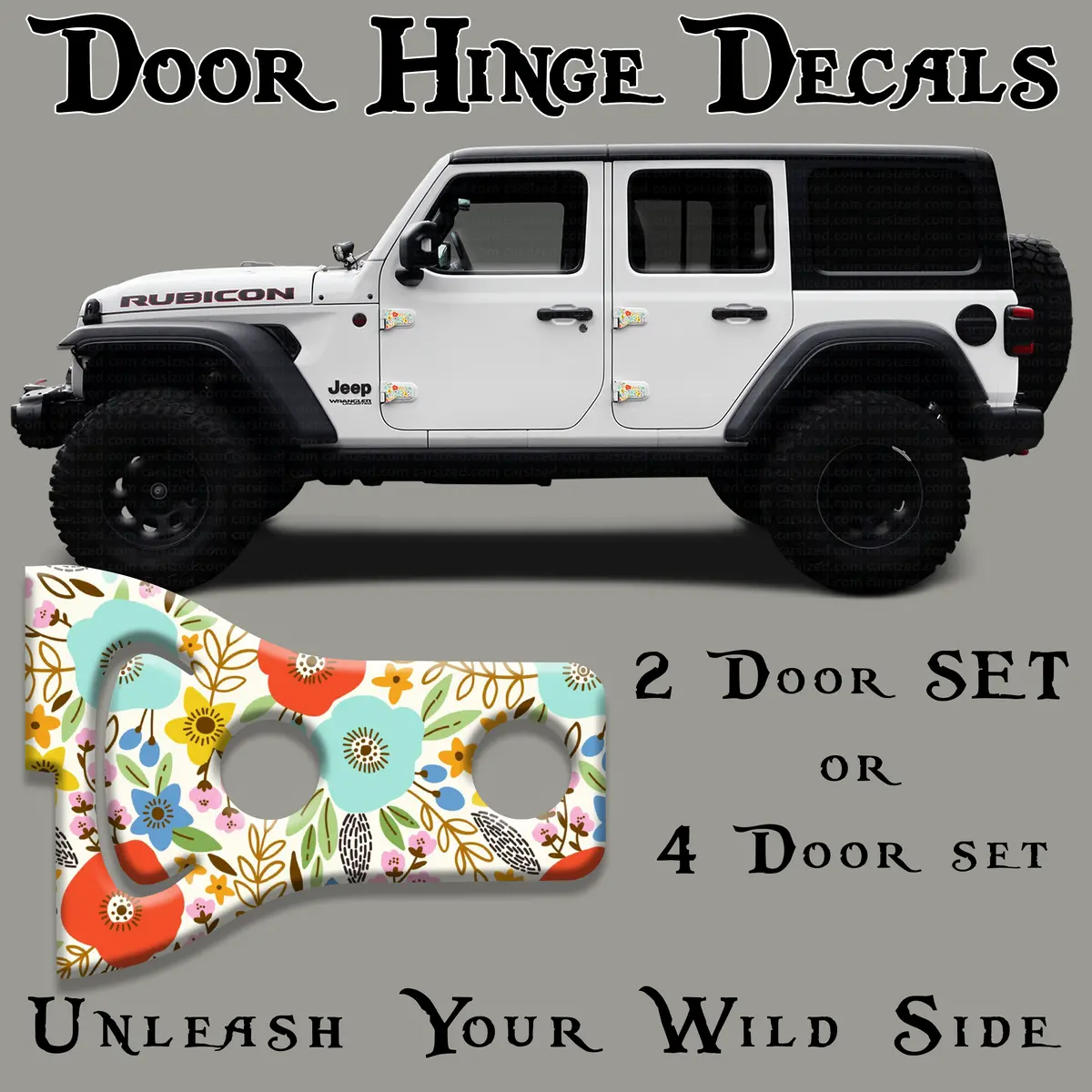 Flowers Print Door Hinge Decals 43 1