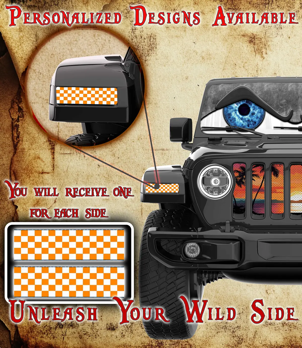 Orange And White Jl And Gladiator Turn Signal Decal 43 1