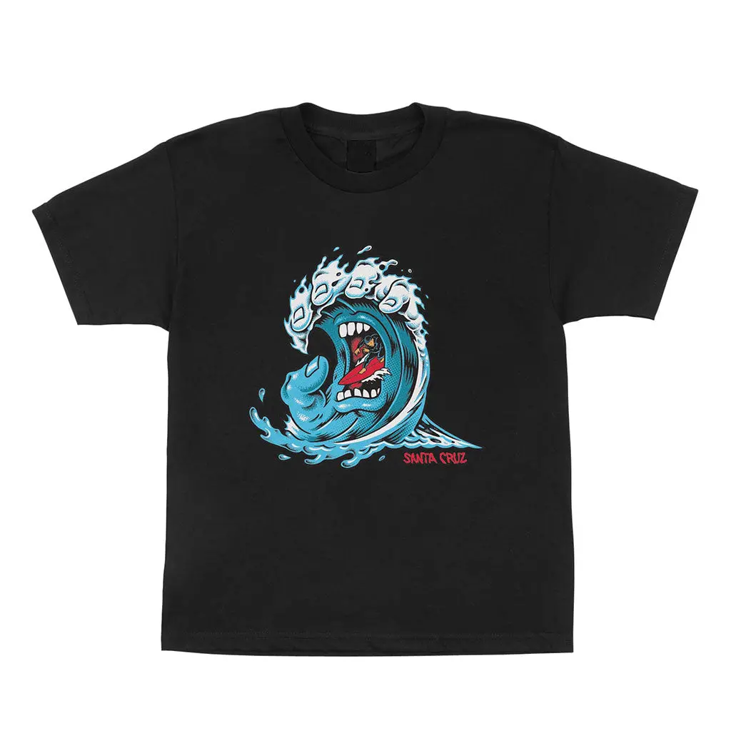 Santa Cruz Youth Screaming Wave Front S/S Tee - Black 1