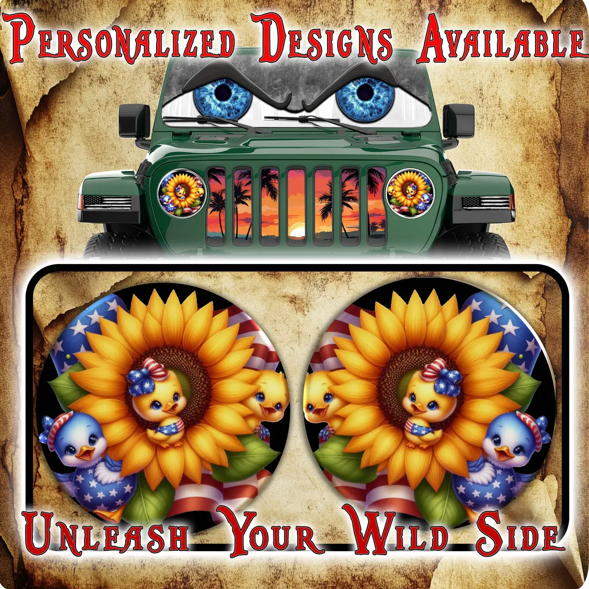Sunflower Duck For A Round Headlight Decal. 44 1