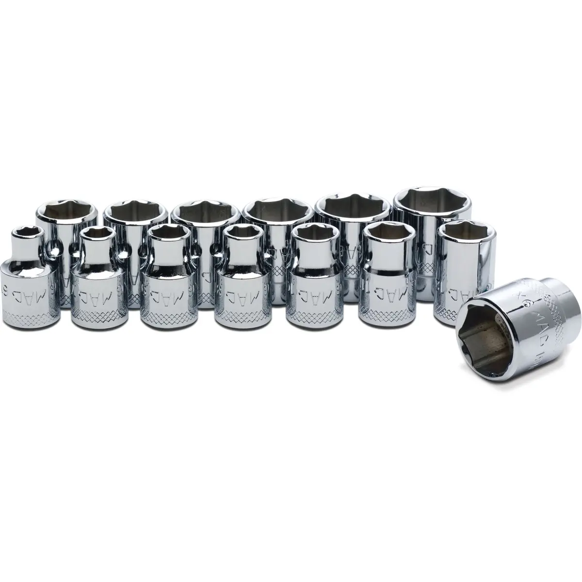 Socket Set, Standard Metric In Metal Tray 3/8" Drive - 14-Pc. 1