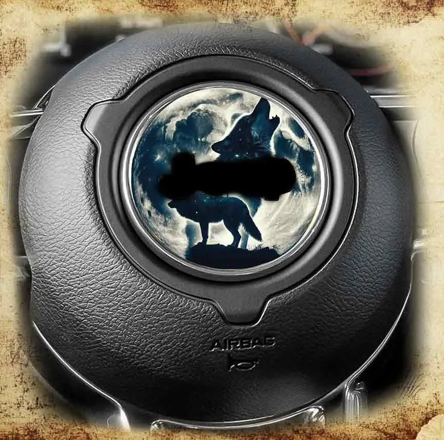189mm Wolf and Blue Moon Steering Wheel Sticker
