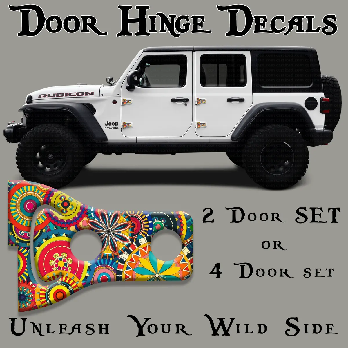 Hippy Print Door Hinge Decals 47 1