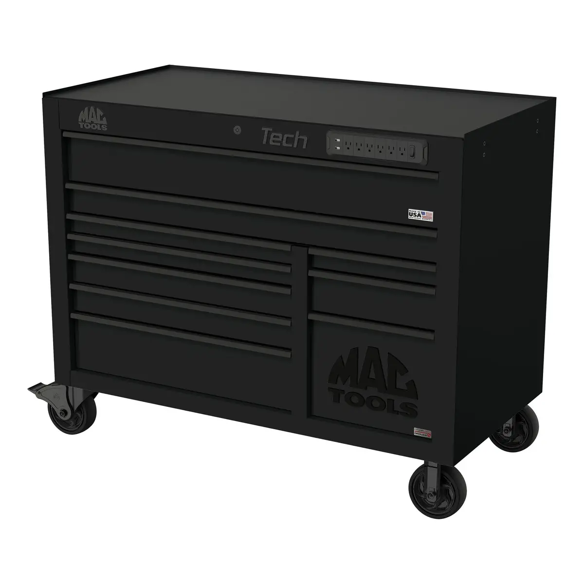 Tech™ Series 10-Drawer Workstation With Powertech™ Drawer - Flat Black 1