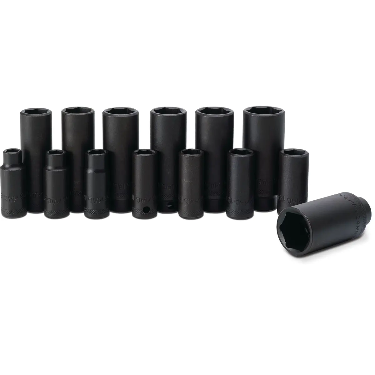 Socket Set, Deep Impact Metric In Metal Tray 3/8" Drive - 14-Pc. – 6-Pt. 1