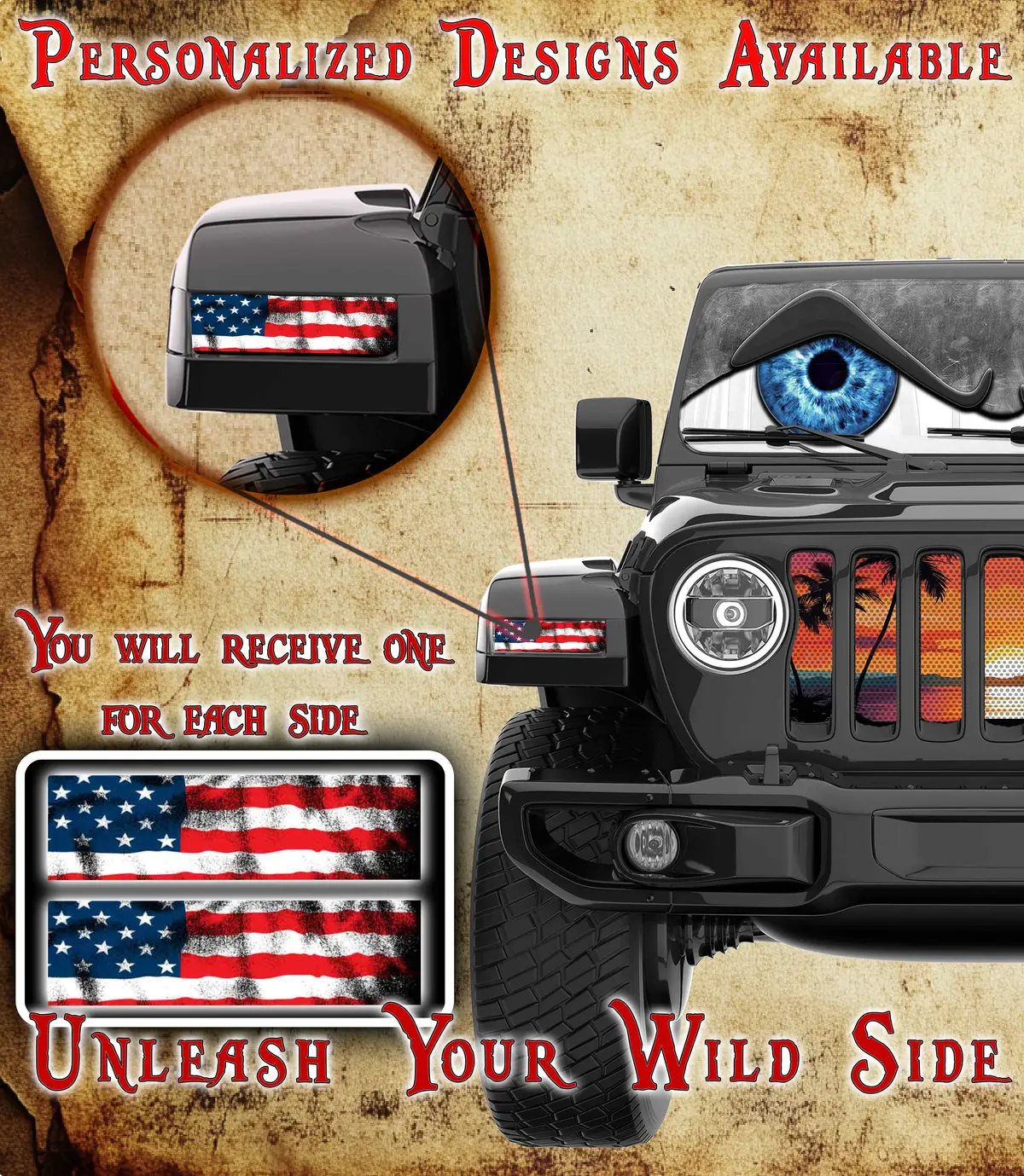 American Flag Jl And Gladiator Turn Signal Decal 49 1