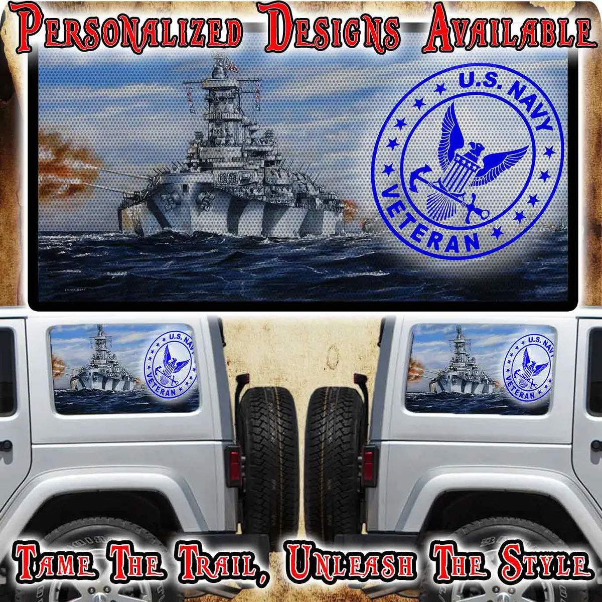 Navy Rear Quarter Window See Through Graphic. 1