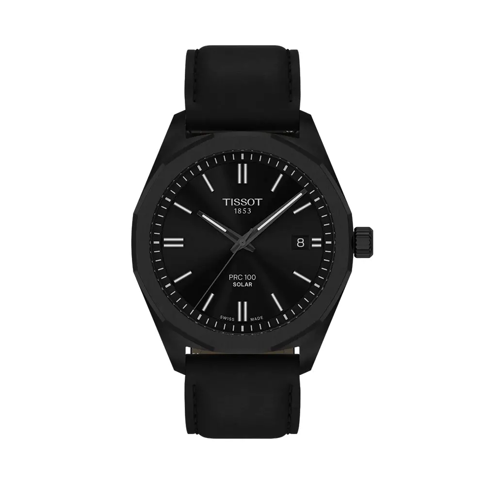 Prc 100 Solar Quartz 39Mm - Black On Leather Strap 1