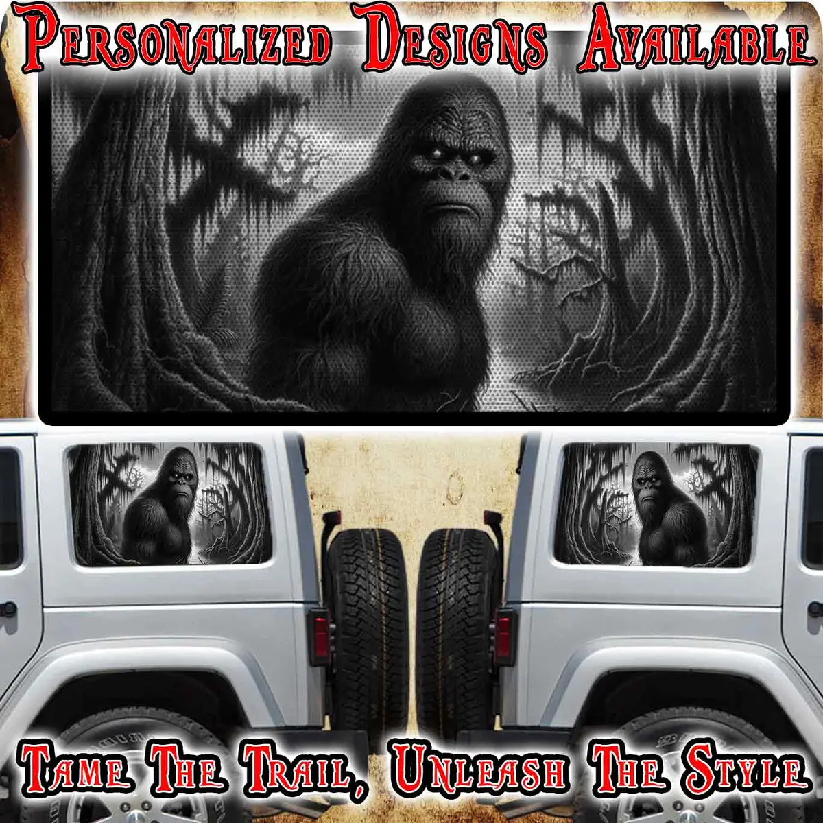 Bigfoot Rear Window See Through Graphic. 1