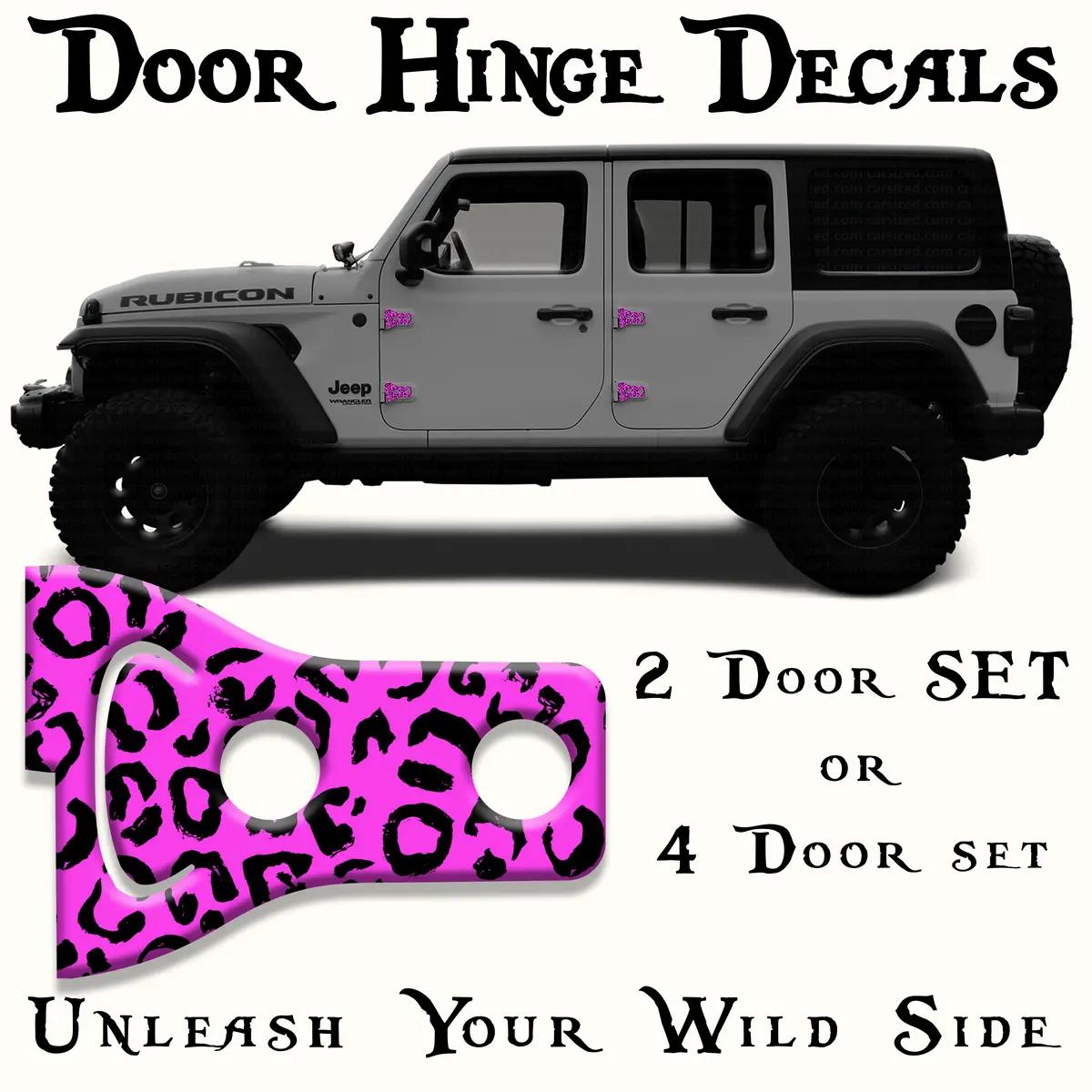 Black And Pink Lepord Print Door Hinge Decals 54 1