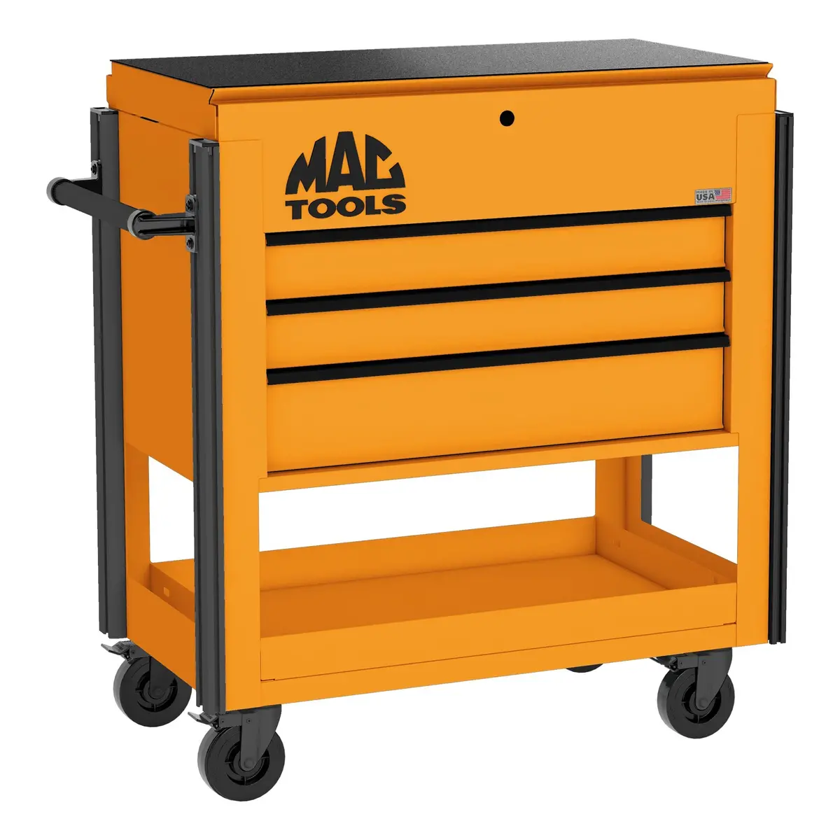 3-Drawer Utility Cart W/ Full Lid - Fireball Orange 1