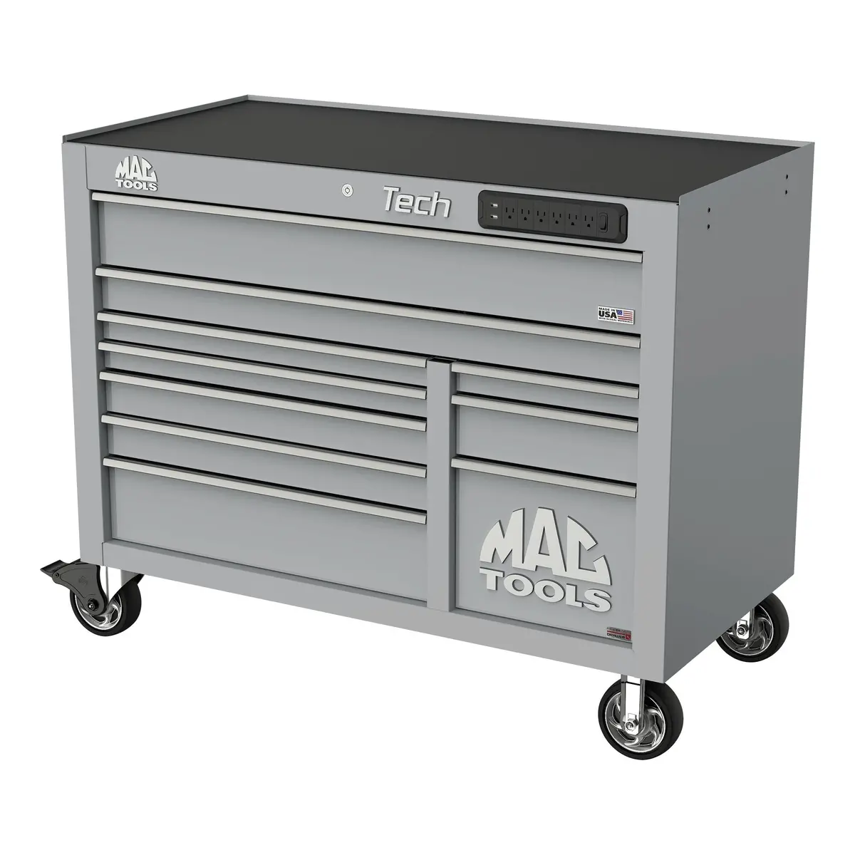 Tech™ Series 10-Drawer Workstation With Powertech™ Drawer - Mica Gray 1