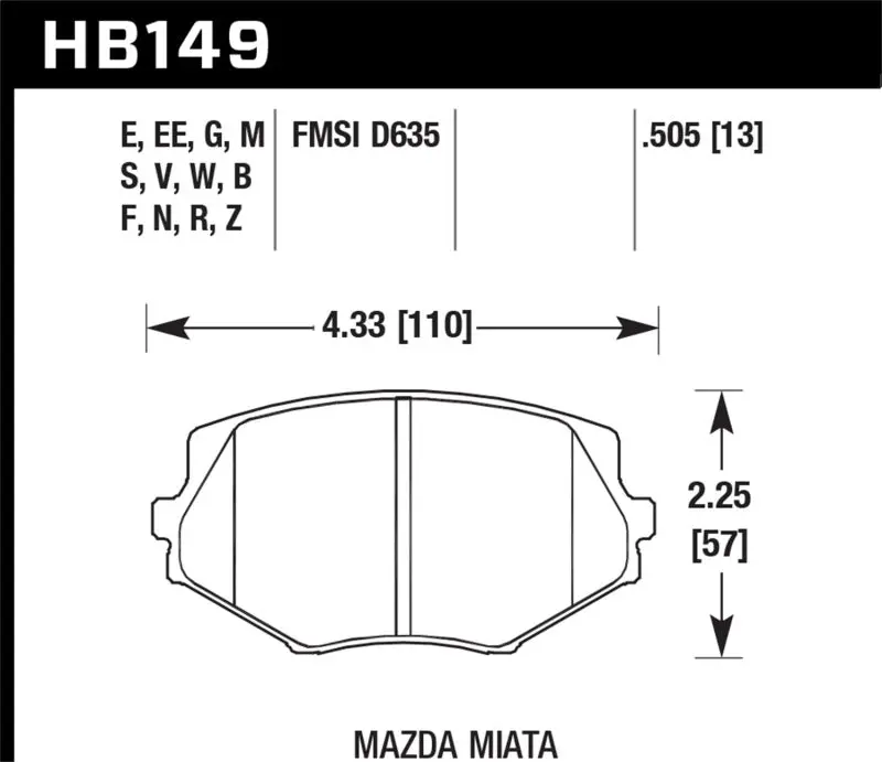 Hawk Hps Front Brake Pads For Mazda Miata (1994–2005) & Mx-5 (2001–2005) 1