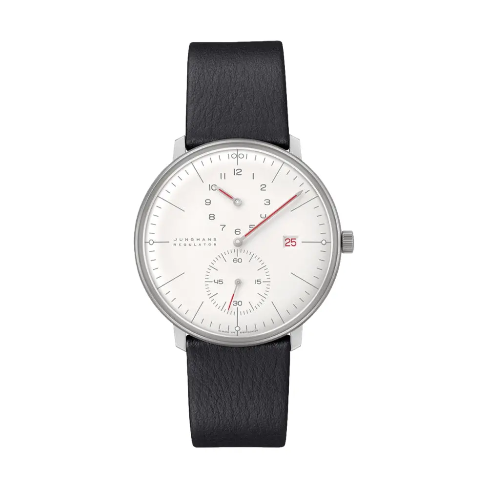Max Bill Regulator Bauhaus 40Mm - White On Leather Strap 1