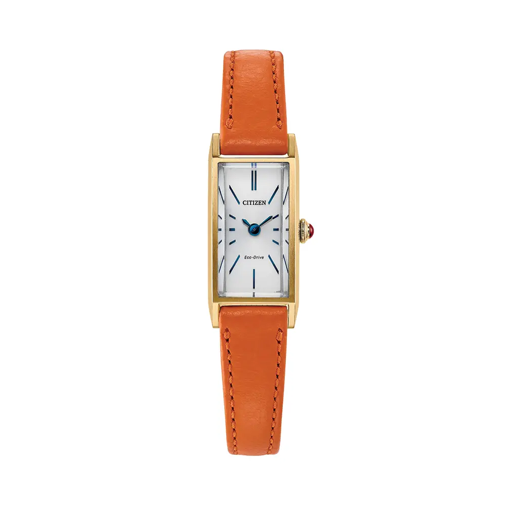 Fio Gold-Tone 30.7Mm - White On Orange Leather Strap 1