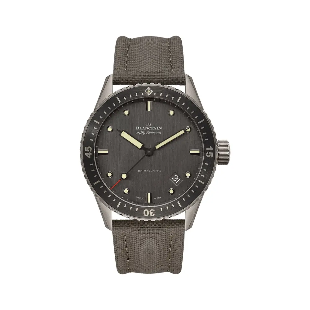 Fifty Fathoms Bathyscaphe Titanium 43Mm - Anthracite On Sail-Canvas Strap 1