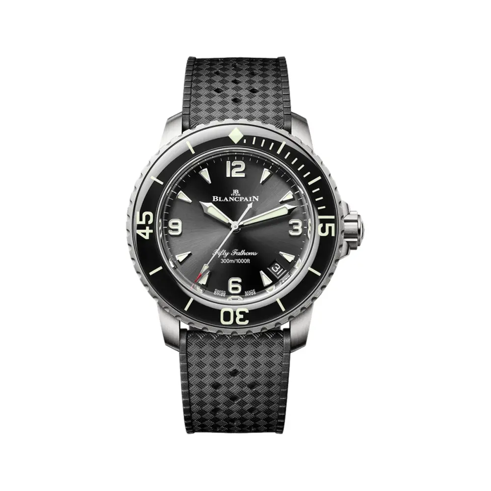 Fifty Fathoms Automatique Titanium 42.3Mm - Black On Tropic Rubber Strap 1