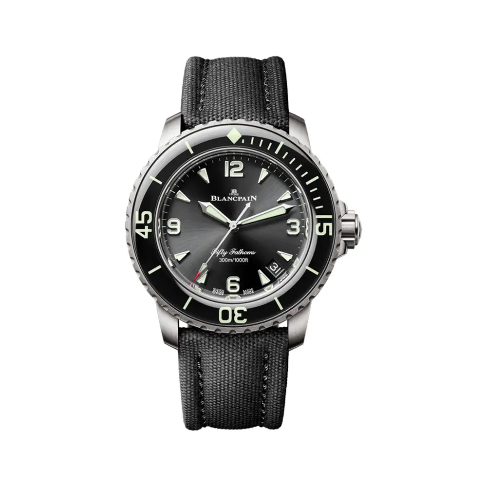 Fifty Fathoms Automatique Titanium 42.3Mm - Black On Sail-Canvas Strap 1