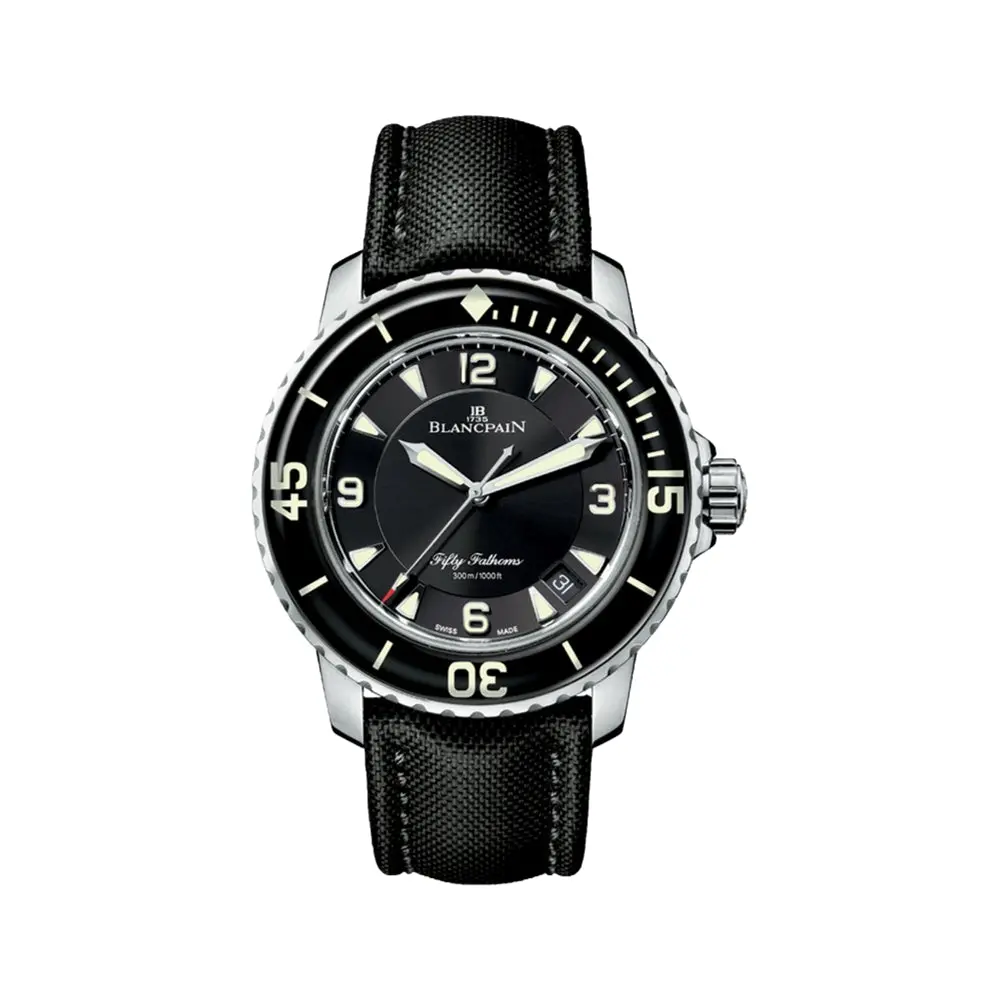 Fifty Fathoms Automatique Steel 45Mm - Black On Sail-Canvas Strap 1