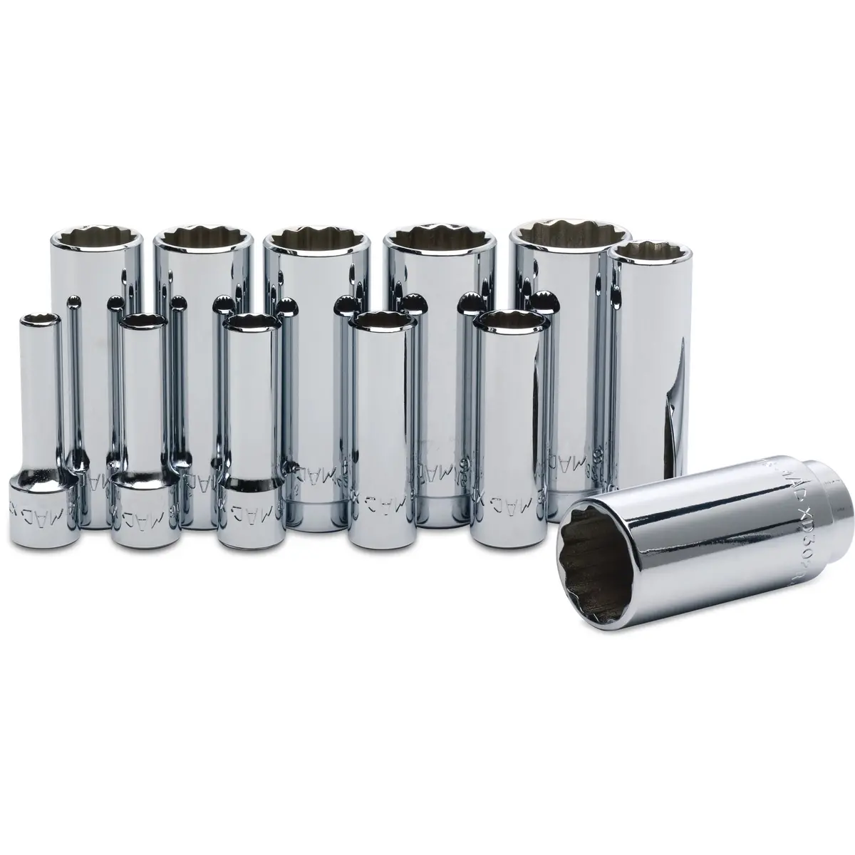 Socket Set, Deep Sae In Metal Tray 3/8" Drive - 12-Pc. 1