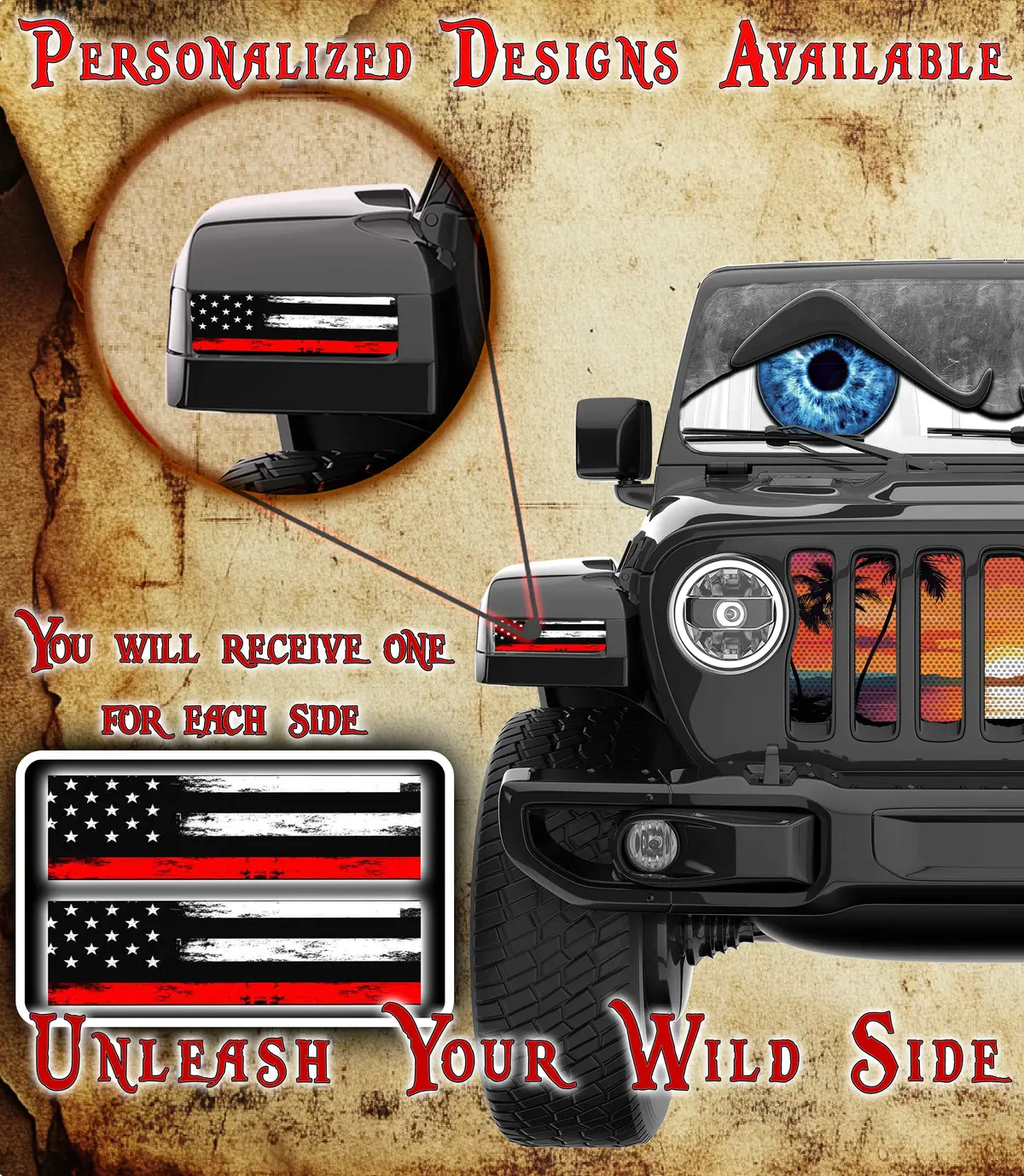 Fire Flag Jl And Gladiator Turn Signal Decal 50 1