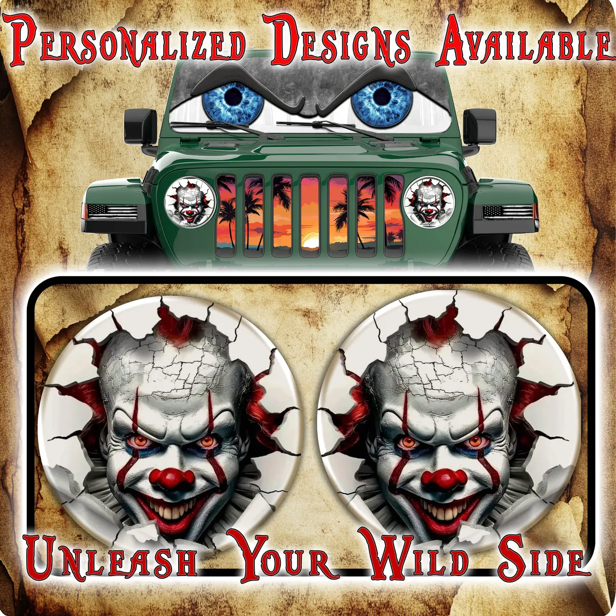 Clown Face For A Round Beast Headlight Decal. 50 1